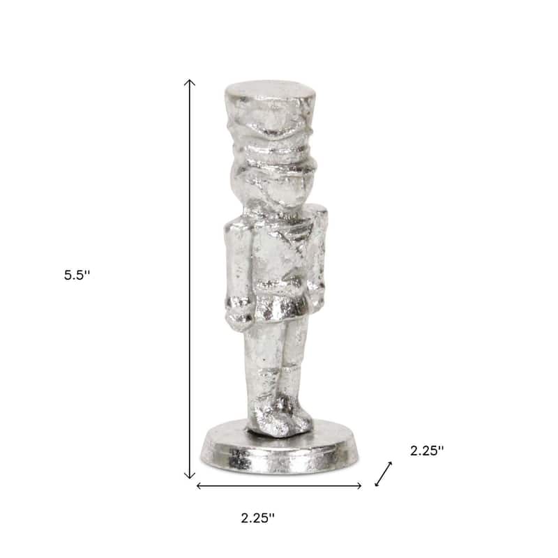 HomeRoots 6" Silver Cast Iron Christmas Nutcracker Figurine - 2.25 in. x 5.50 in. x 2.25 in.