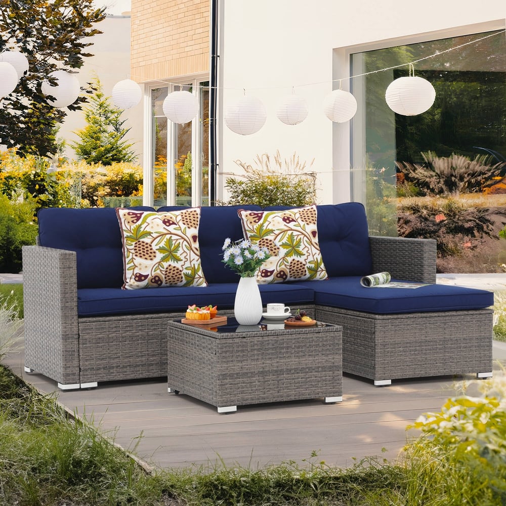 PE Wicker 3-piece Outdoor Sectional Set