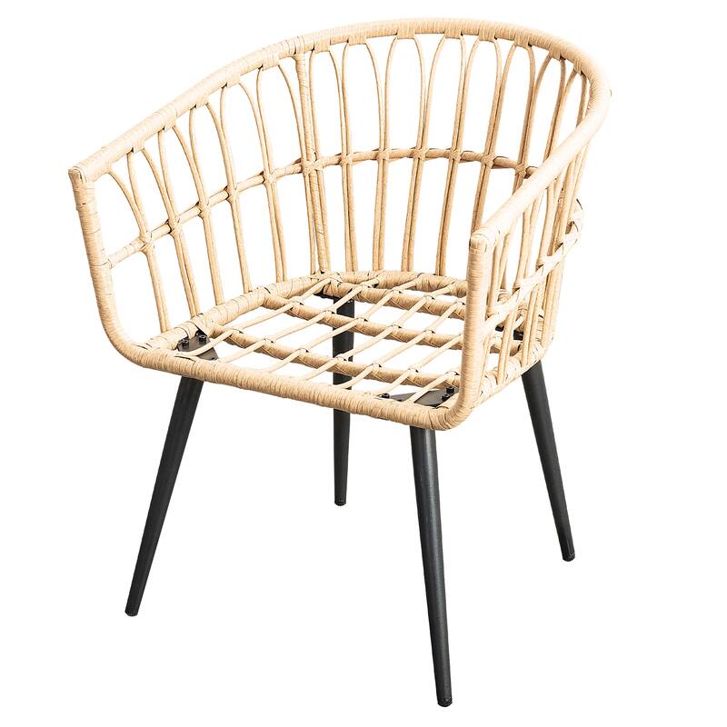Beige 3 Pieces Rattan Wicker Patio Conversation Set--Clearance