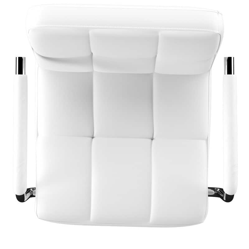 Newport Adjustable White Faux Leather Quilted Barstool
