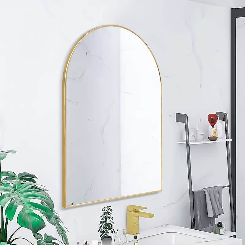 20x30 Arch Mirror Rectangle Wall Mounted Metal Frame Mirrors for Entryway Bedroom Bathroom Living Room 20 30 24x36 - Gold
