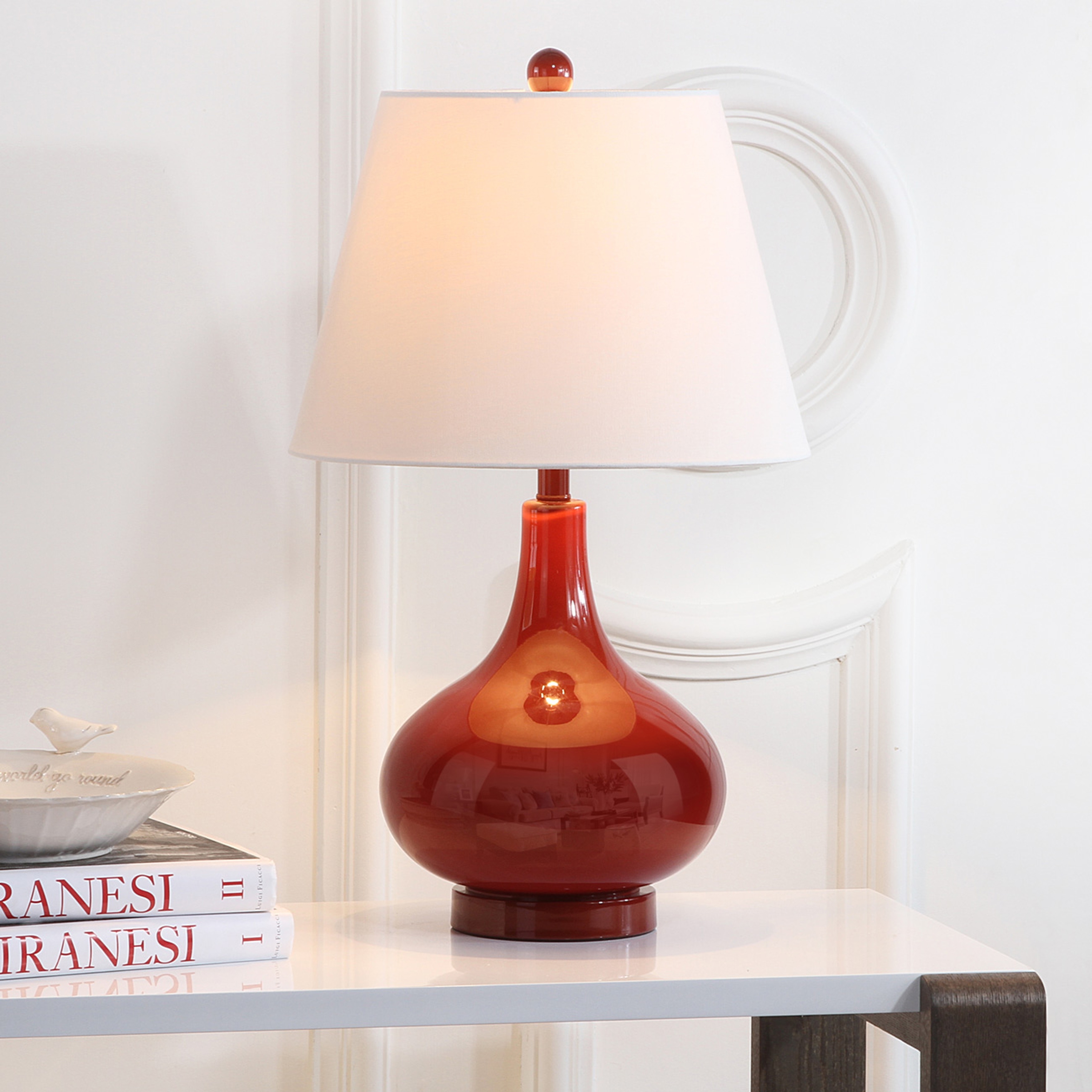 SAFAVIEH Lighting Shanda Glass Table Lamp Set of 2, 24-Inch - 14Wx14Dx24H