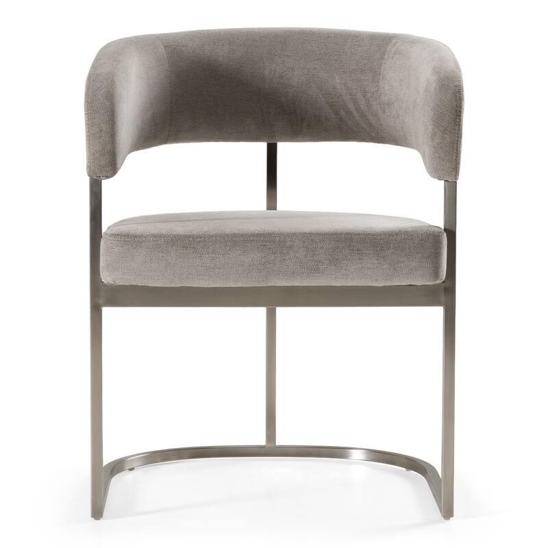 Modrest Sebastian Modern Grey Fabric & Stainless Steel Dining Chair