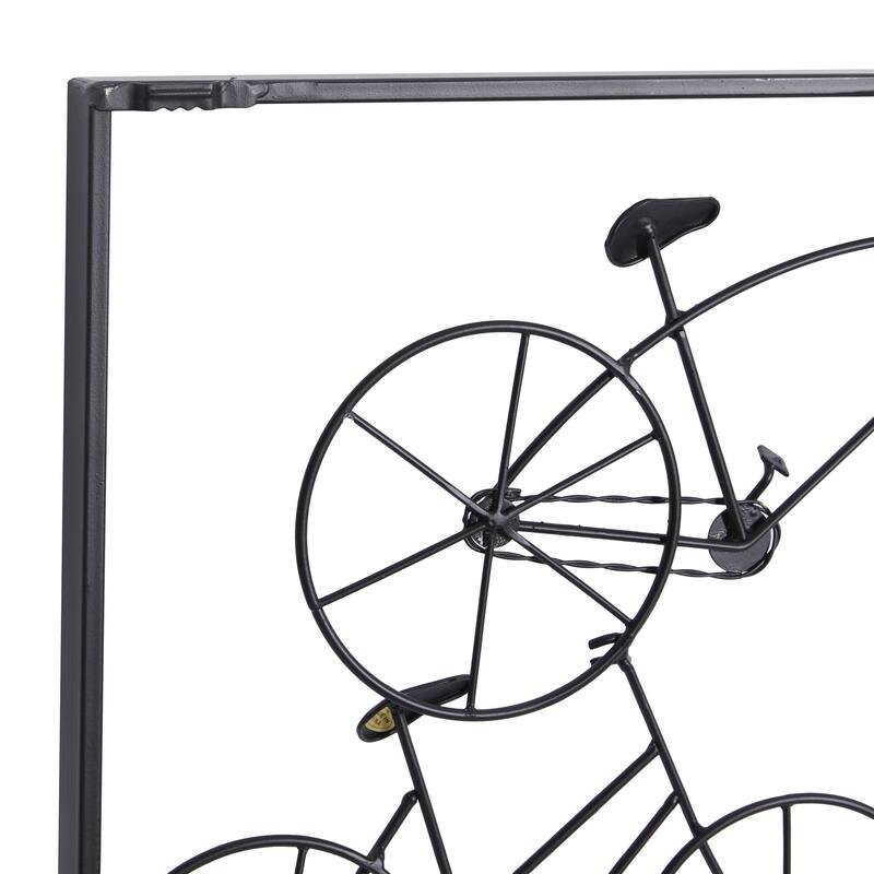 Metal Bike Stacked Home Wall Decor with Black Frame - Black - Roche River Decor