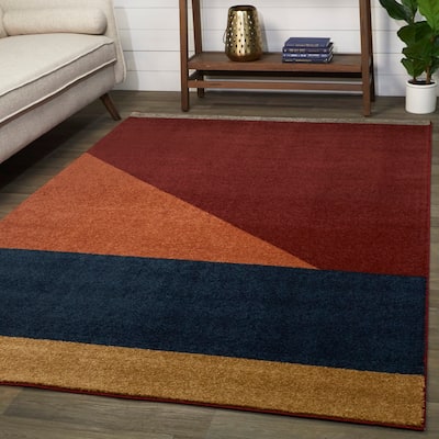 Ripley Modern Color Block Pattern Durable Area Rug