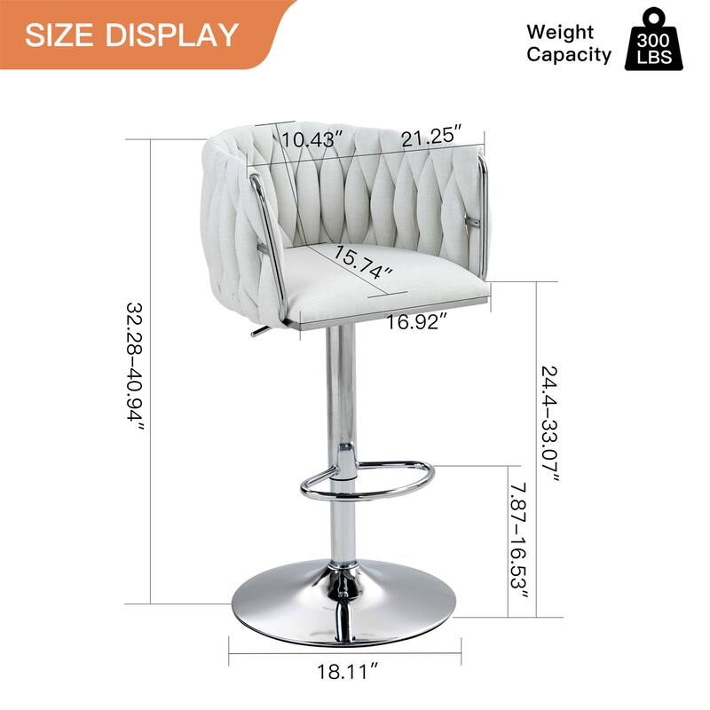 Fabric cover Swivel Bar Stools Set of 2