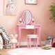 preview thumbnail 11 of 12, Pink Kids Vanity Table and Stool Set with 360 Rotating Mirror and Whiteboard Perfect for Gift - 27"L x 16.5"W x 39.5"H