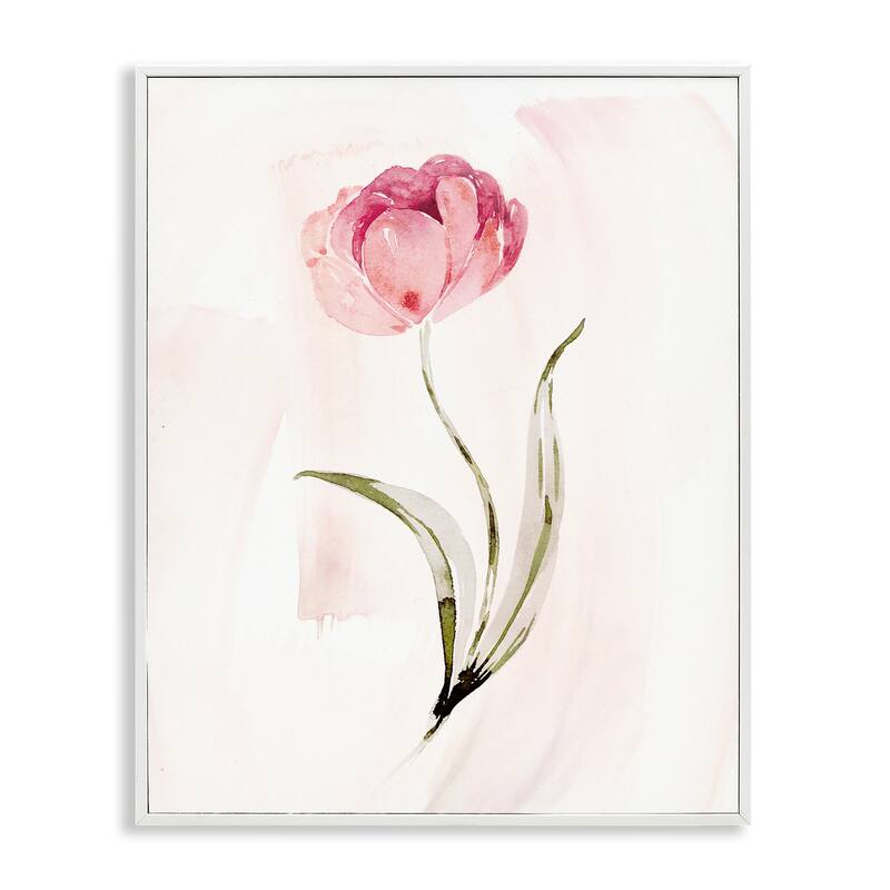 Stupell Pink Blossom with Leaves Framed Giclee Art Design By Kristen Brockmon - 11 x 14 - White
