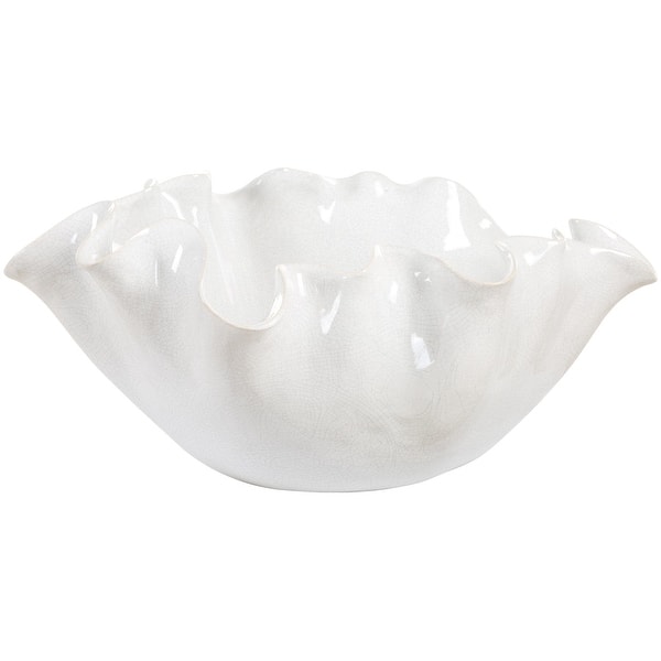 slide 2 of 4, Uttermost 18184 Ruffle Bloom 15-1/2" Wide Ceramic Decorative Bowl White