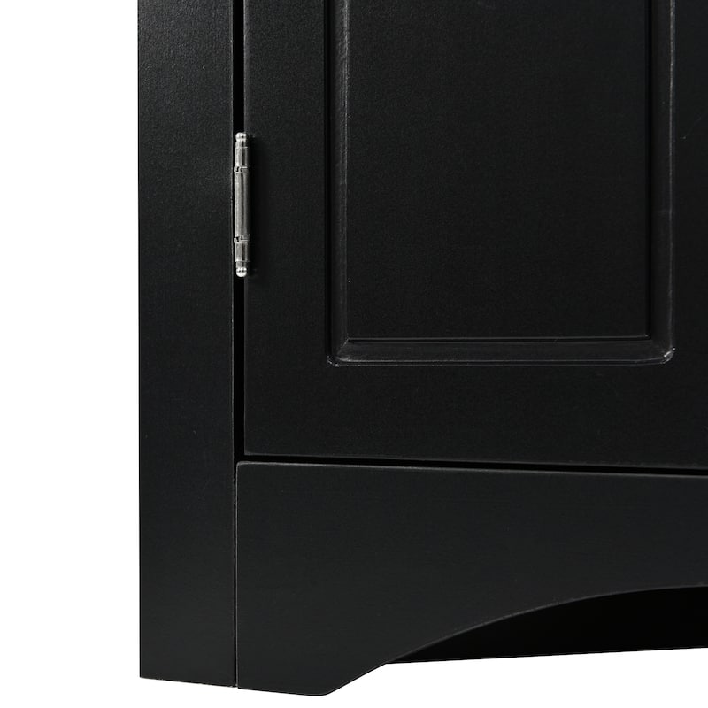 Triangle Bathroom Storage Cabinet with Adjustable Shelves, Freestanding Floor Cabinet Compact Bathroom Towel Cabinet
