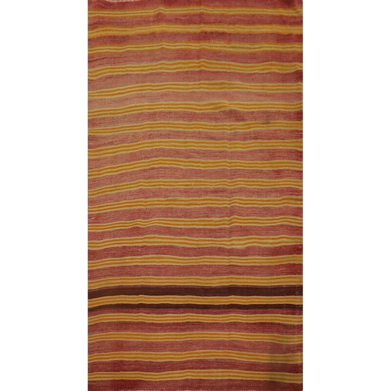 Hand Woven Oriental 100% Wool Carpet Southwestern Geometric Multi-Colored Kilim Area Rug - 8' 6'' X 4' 9''