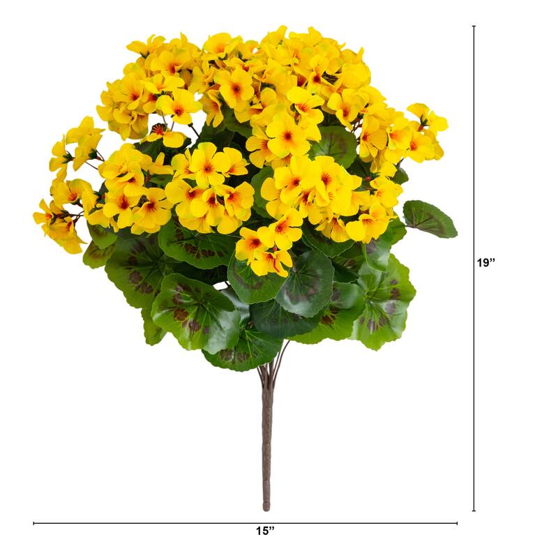 19-in UV Resistant Artificial Geranium Bush - Set of 3