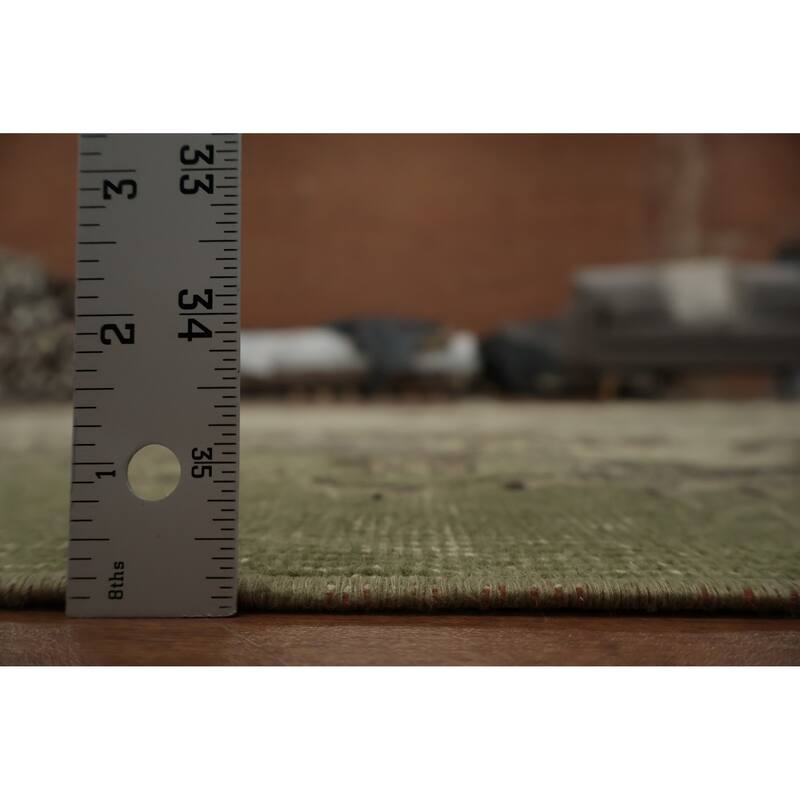 Hand Knotted Oriental 100% Wool Carpet Transitional Floral Green Anatolian Area Rug - 9' 1'' X 5' 8''