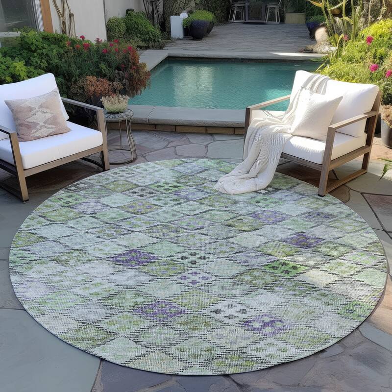 Machine Washable Indoor/ Outdoor Boho Modern Chantille Rug