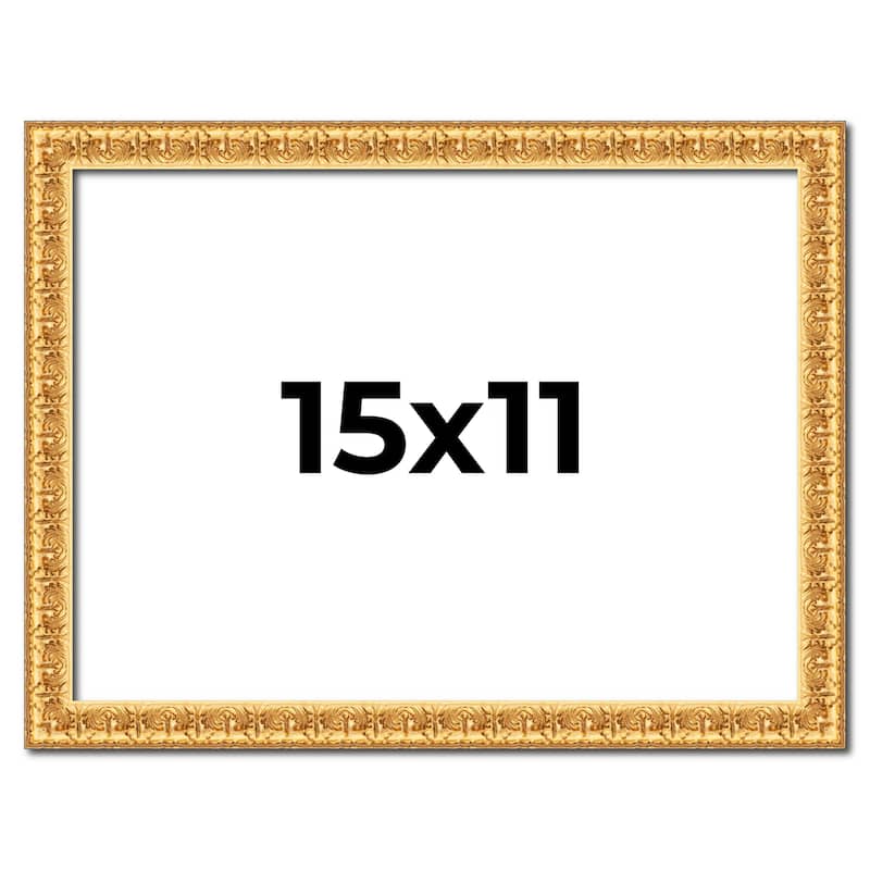 15x11 Frame Gold Real Wood Picture Frame Width 1 inches | Interior