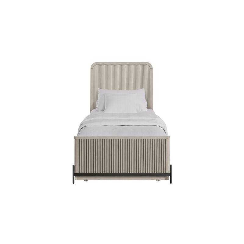 Taupe Twin Trundle Bed with Reeded Fronts and Birch Veneer