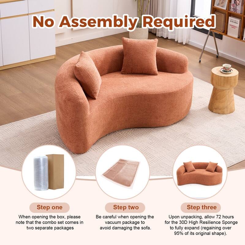 Single S-Curved Chenille Sofa Chair, No Assembly