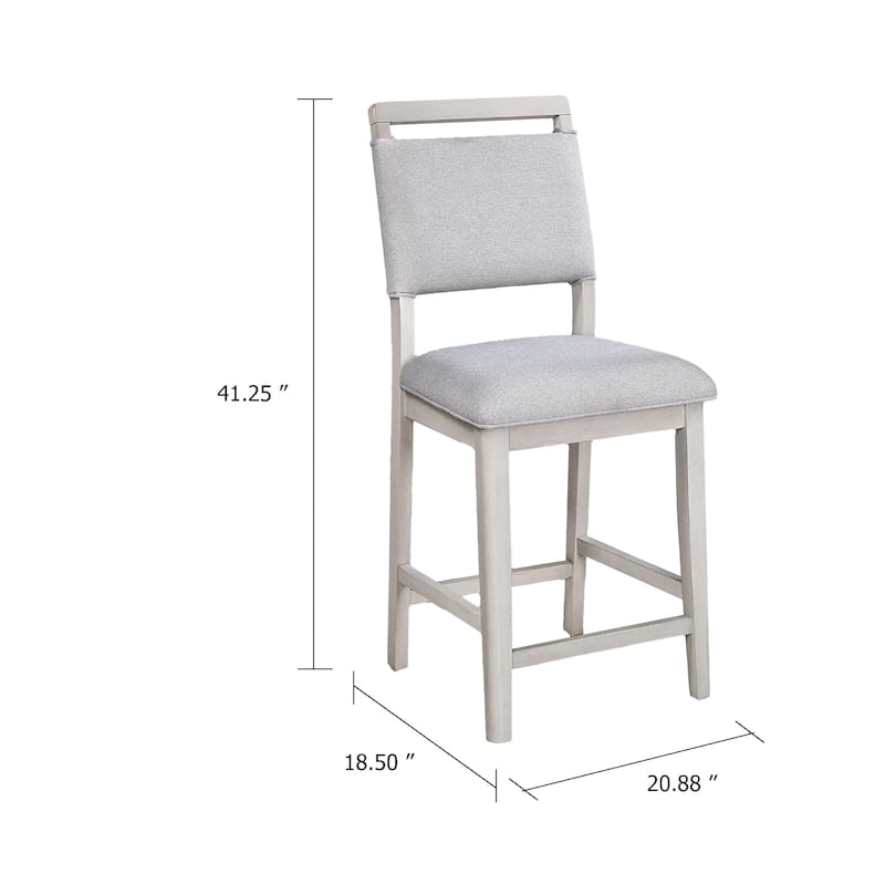 Bovo Counter Height Dining Chair Set of 2, Dove Gray, White Wood