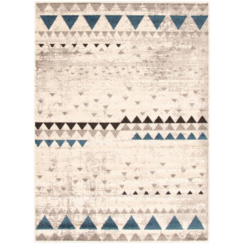 ECARPETGALLERY Remi Transitional Rug - 3'11" x 5'7" - ivory/ blue