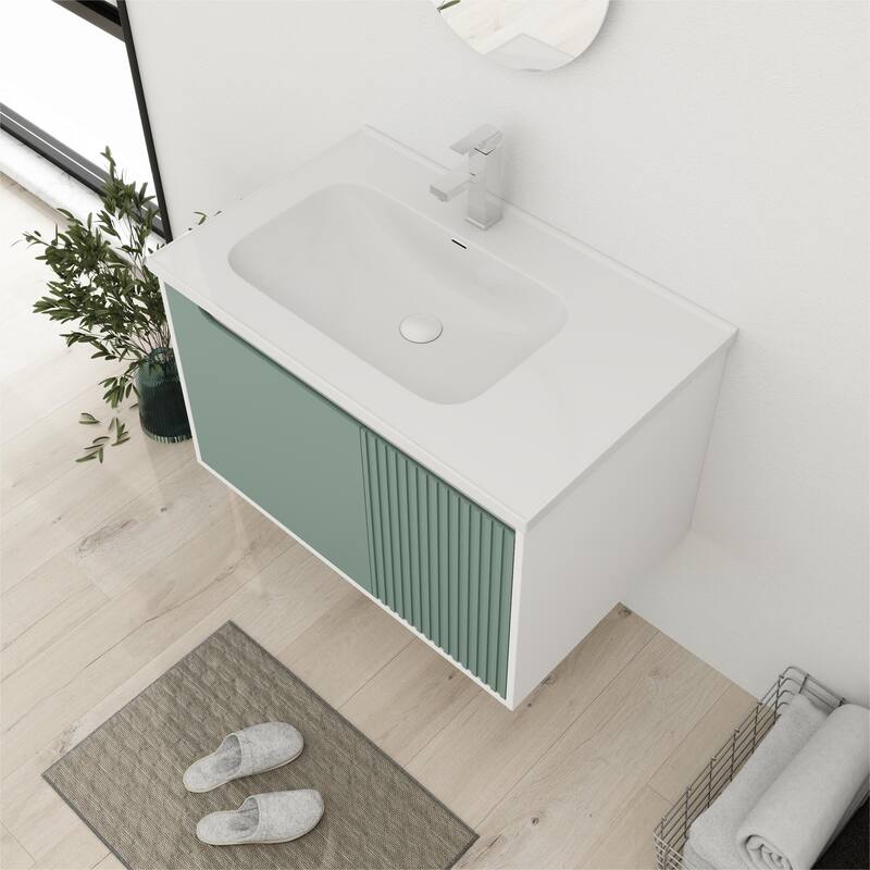 Bathroom Vanity With Sink In 32/36/40/84/76/92 Inch, Floating Bathroom Vanity With Soft Close Door