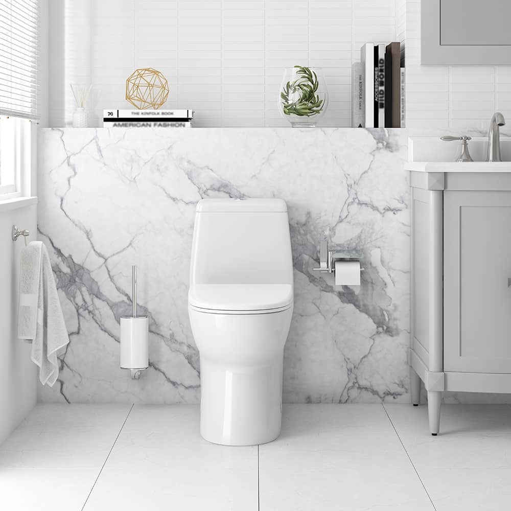 Jade One-Piece Elongated Toilet With Dual Flush and Soft Close Seat - White