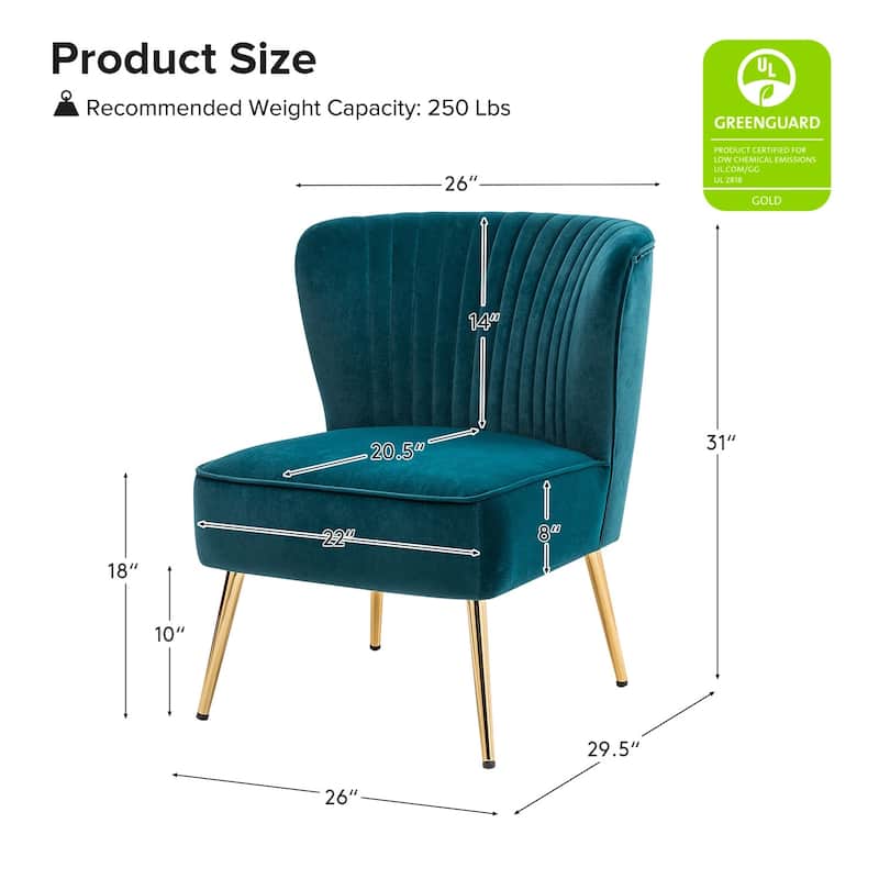 Monica 22''W Upholstered Modern Tufted Accent Side Chair with Gold Legs by HULALA HOME