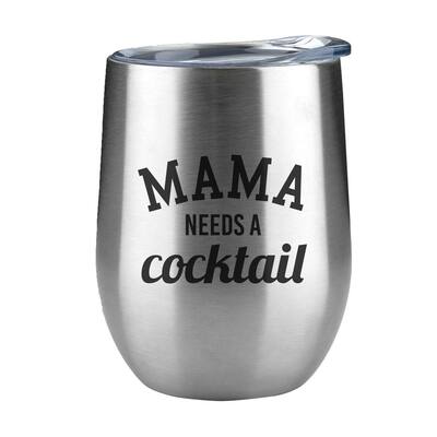 Mama Needs A Cocktail Engraved 12 oz. Stainless Steel Wine Tumbler with Lid