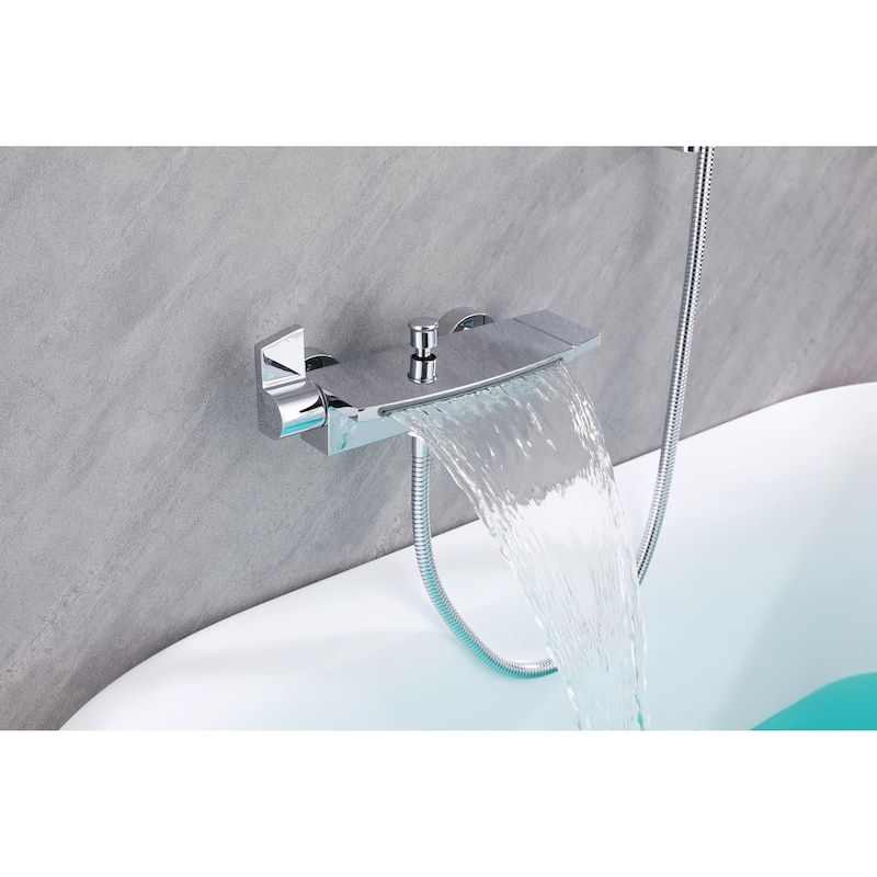 Ella Laydown 30x60 Walk in Bathtub, Waterfall Wall Mount Faucet, Hand Shower, Slider Bar in Chrome