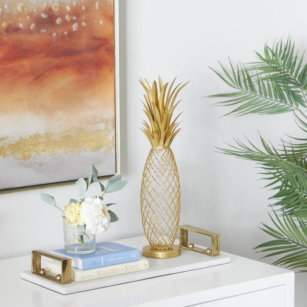 Gold Metal Pineapple Fruit Decorative Sculpture