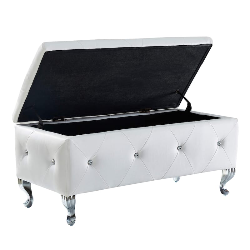 PU Leather Upholstered Ottoman with Storage