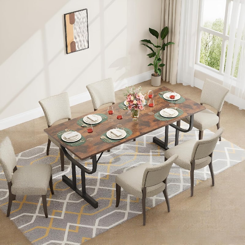 71 Inch Large Rectangular Dining Table for 4-6 People, Industrial Kitchen Table