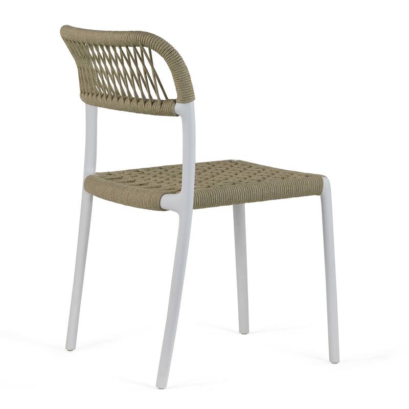 Belen Basma Beige White Outdoor Dining 2 Seats Set