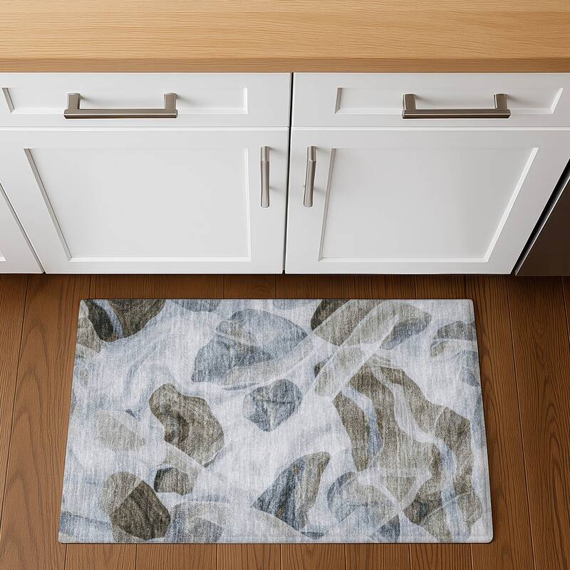 Premium Washable Super Soft Contemporary Jenna Mayfield Rug - Sky - 1'8" x 2'6"