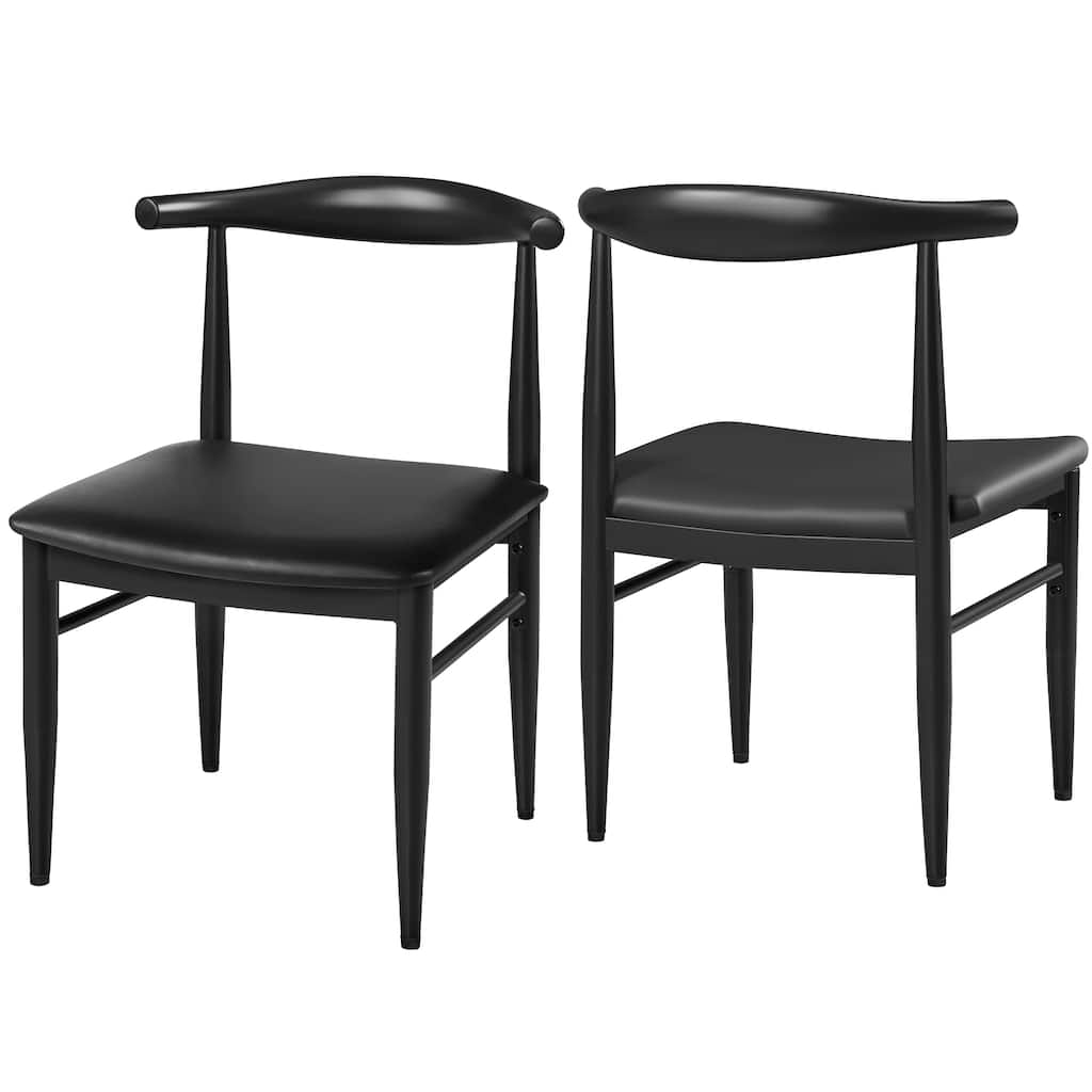 Yaheetech Armless Dining Chairs with Backrest Metal Legs- Set of 2