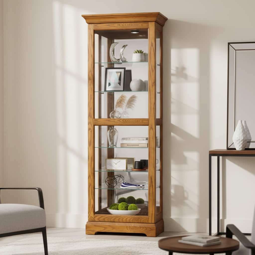 Howard Miller Moorland 7-Shelf Oak Curio Cabinet