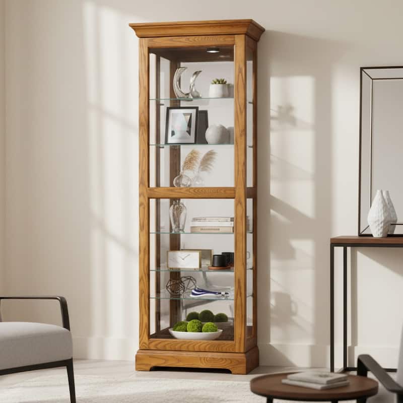 Howard Miller Moorland 7-Shelf Oak Curio Cabinet - Brown