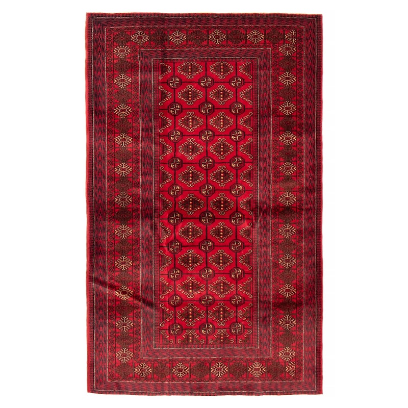 Teimani Red Rug 3'11" x 6'7" - 3'11 x 6'7 - Red - 3'11 x 6'7