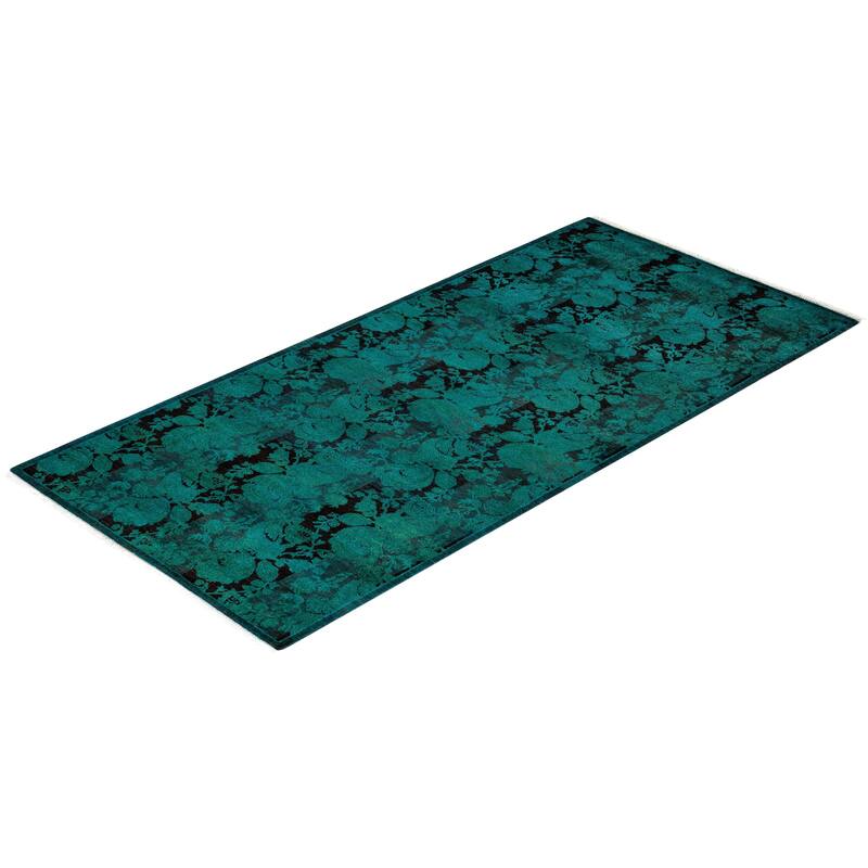Overton Hand Knotted Wool Vintage Inspired Modern Contemporary Overdyed Blue Area Rug - 2' 8" x 5' 9"