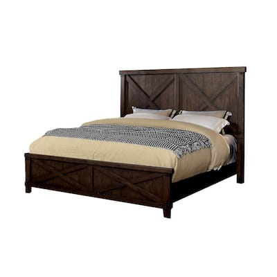 Wooden Bed in Dark Walnut Finish