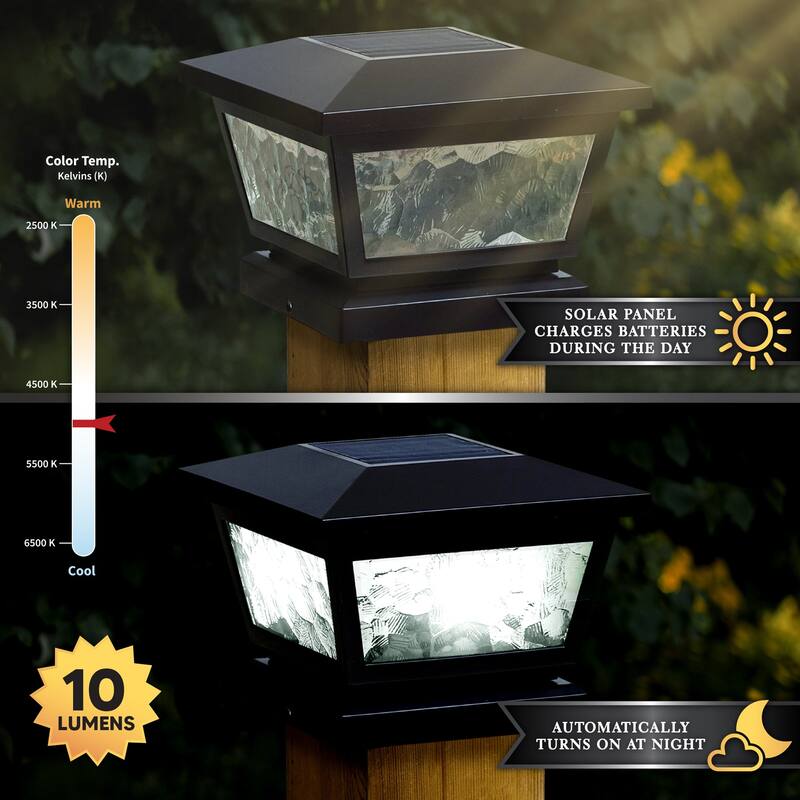 Classy Caps Black Fairmont Solar Post Caps (Set of 2)