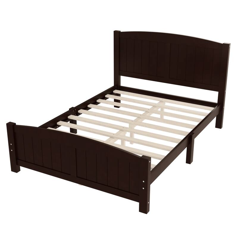 Full Size Platform Bed, Solid Wood Platform Bed with Support Slats and Strong Structure, No Box Spring Needed, Espresso
