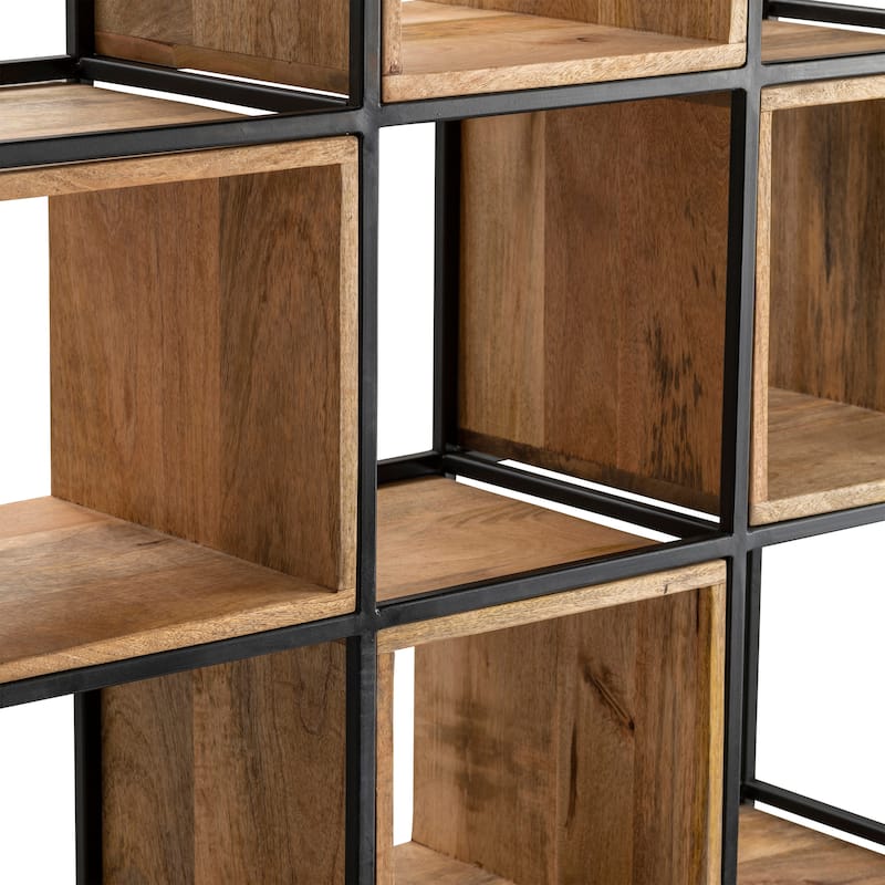 77 in. Brown Solid Wood 6 Shelf Etagere