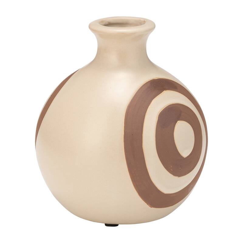 Ceramic Abstract Two-Toned Modern Vase - Ivory, 6"