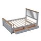 preview thumbnail 1 of 24, Full Wood Platform Bed with Drawers - Classic Design with Wooden Slats Gray