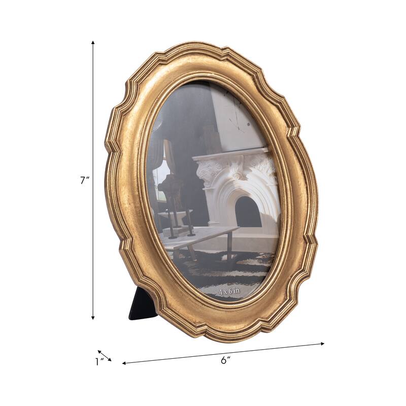Resin Oval Vintage Picture Frame Home Decor - Gold, 4x6 in.