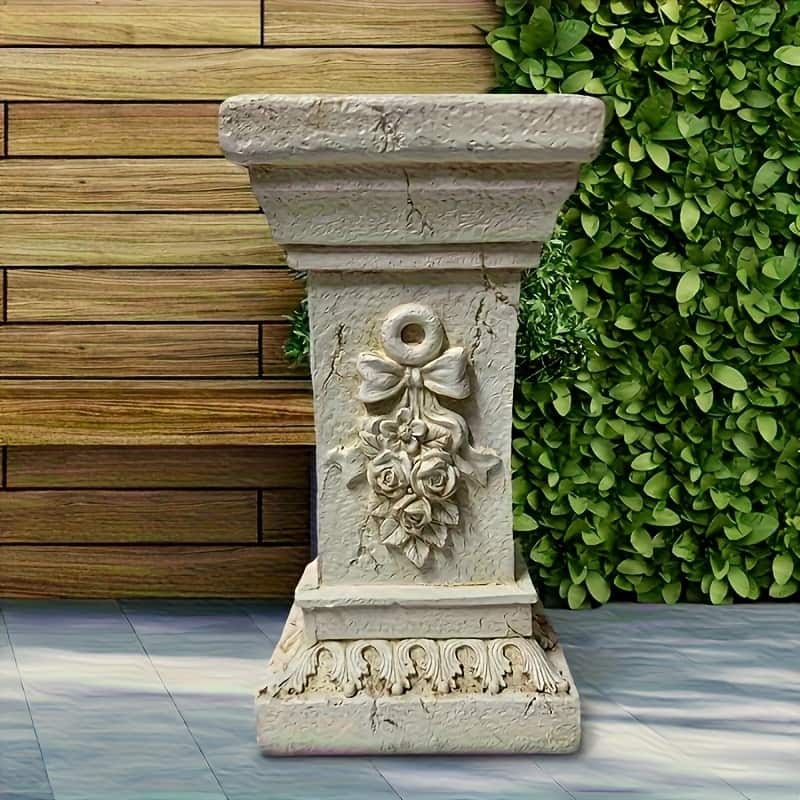 Garden Decorative Column, 12"Retro Elegant White Ancient Greek Style Roman Column, Suitable for Garden Decoration