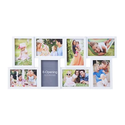 Melannco 8-Opening White Collage Photo Frame, 24X12 Inch