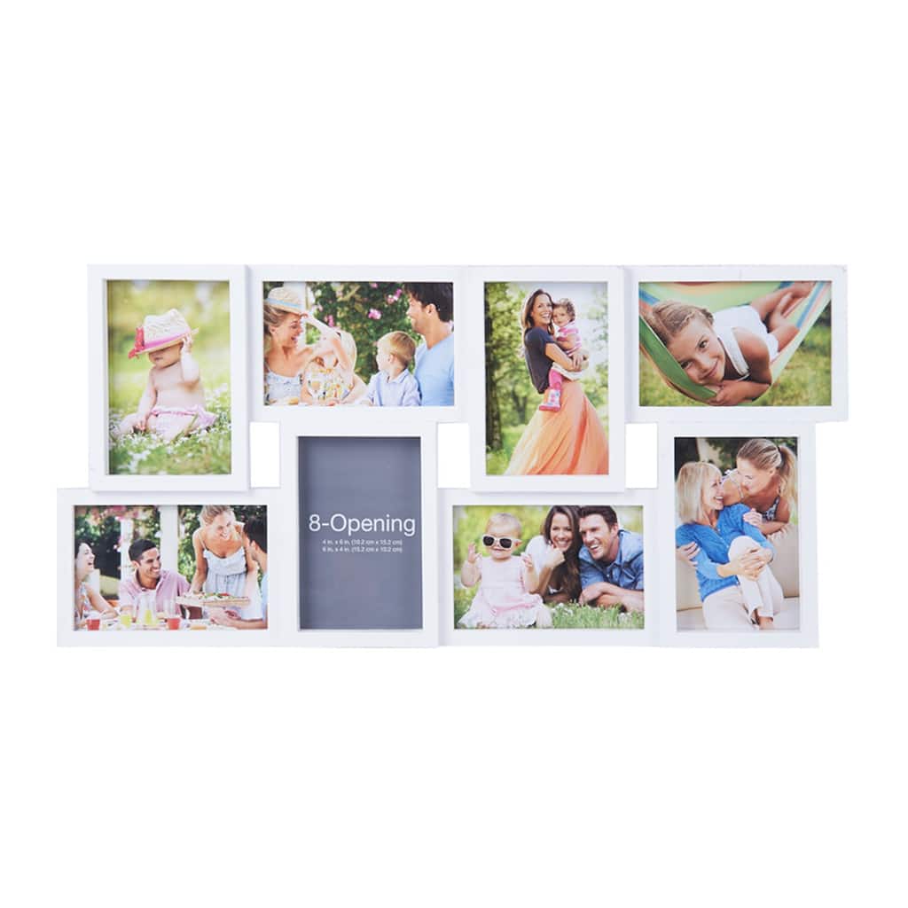 Melannco 8-Opening White Collage Photo Frame, 24X12 Inch