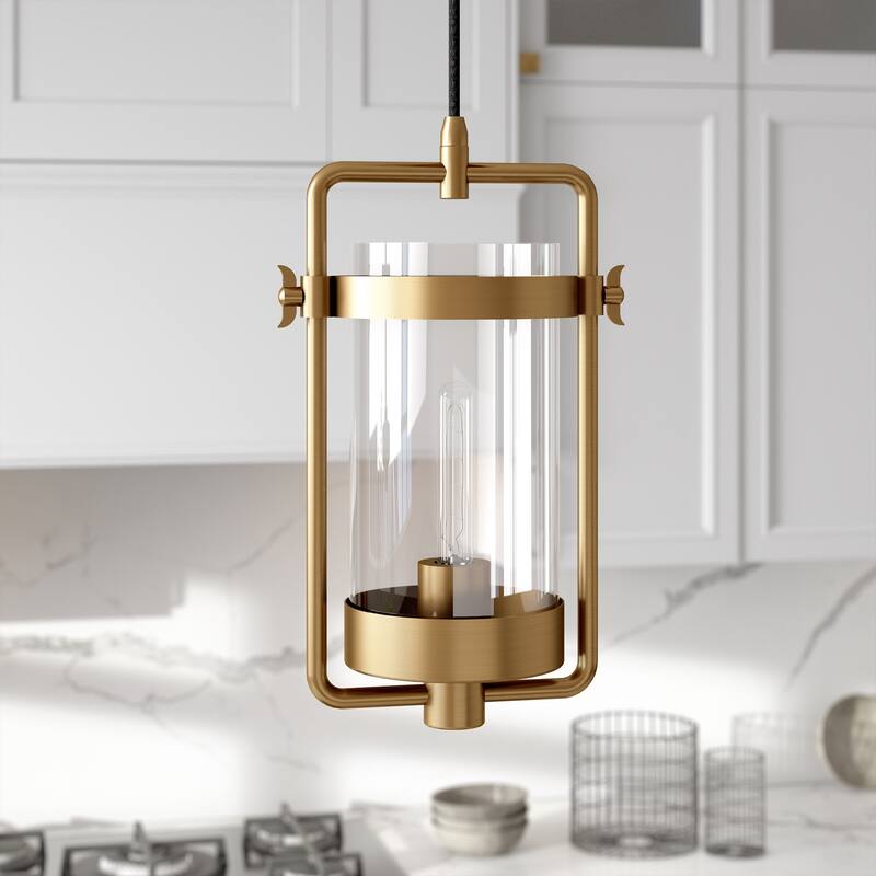 Orion 11" Wide Industrial Pendant with Glass Shade - 11" Wide
