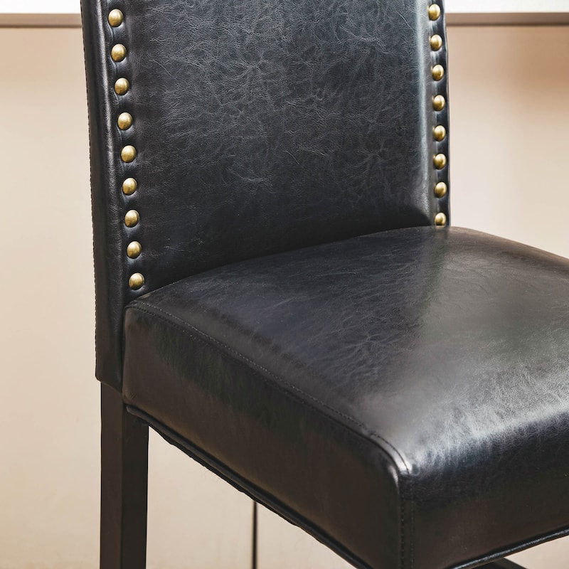 Glitzhome Set of 2 45"H PU Riveted Upholstered Bar Stools Pub Chairs